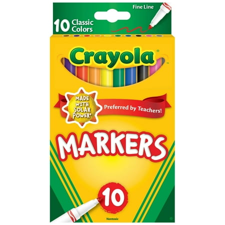 Crayola Fine Line Markers, Classic Colors, 10 Count, Back to School Supplies for Kids Now $0.98