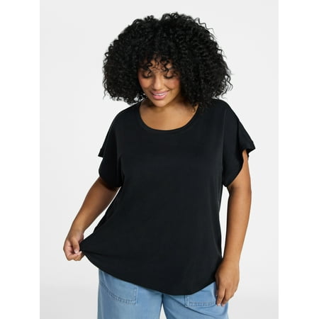 Terra & Sky Women’s Plus Scoop Neck Tunic Tee with Short Sleeves Now $7.49 at Walmart