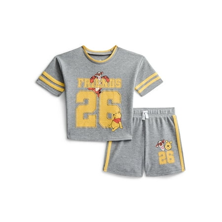 Winnie the Pooh Baby Boys Athletic Graphic T-Shirt and Shorts Set, 2-Piece, Sizes 0/3M-24M
