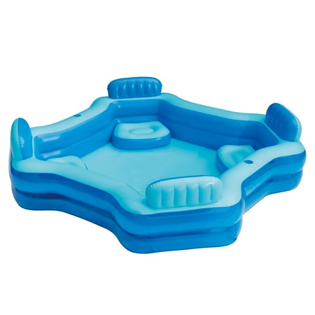 Bluescape Blue Deluxe Comfort Inflatable Family Swimming Pool, 4 Seats, Square, Age Now $59.00