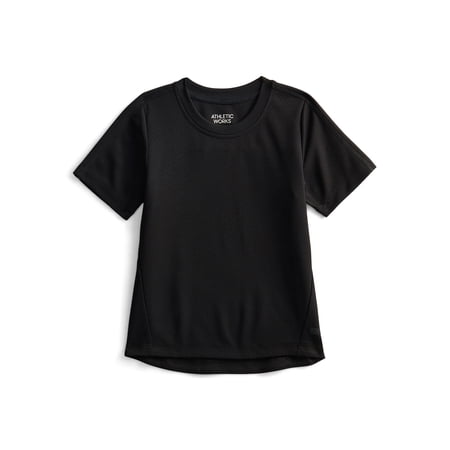 Athletic Works Boys Textured Performance Tee with Short Sleeves, & Husky