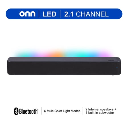 onn 20 Inch Bluetooth 2.1 Channel Soundbar with Multi-Color LED Lighting, Black Now $29.88