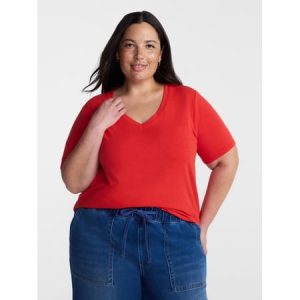 Terra & Sky Women’s Plus V Neck Tee with Short Sleeves Now $8.98 at Walmart