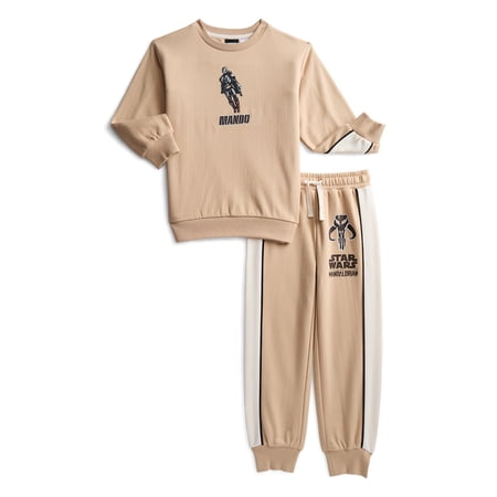 Star Wars The Mandalorian Boys Fleece Crewneck and Pants, 2-Piece Set Now $8.82