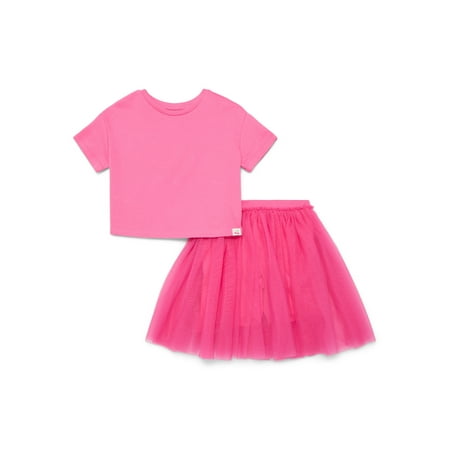 Wonder Nation Little Girls Boxy Tee and Tutu Skirt Set, 2-Piece Now $9.44