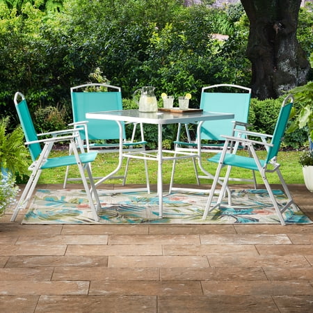 Mainstays 5pc Albany Lane Dining Set, Turquiose, Outdoor Living Now $98.00