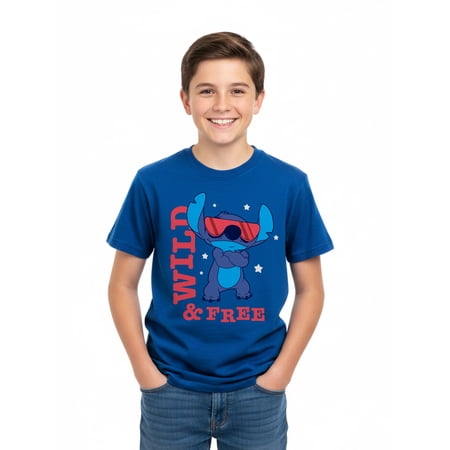 Lilo & Stitch Boys' Graphic Tee with Short Sleeves, Wild Sunglasses Now $3.77