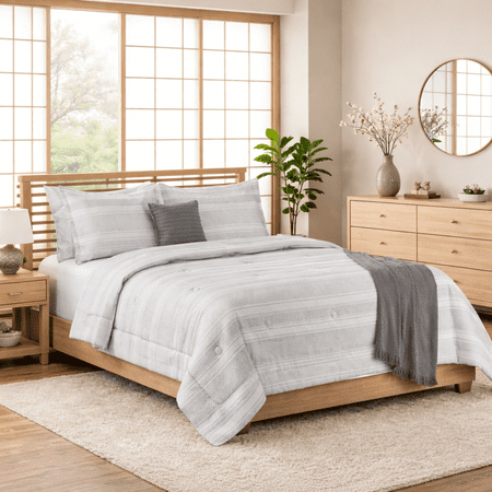 Mainstays 5-Piece Reversible Comforter Set with Decor Pillow and Throw Black Now $36.00