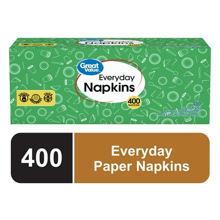 Great Value Everyday Paper Napkins, White, 400 Count, 1-Ply Disposable Napkins Now $5.62