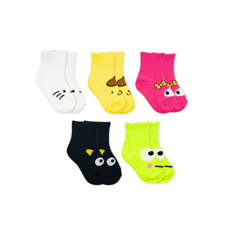 Hello Kitty & Friends Baby and Toddler Girl Mid-Crew Socks, 5-Pack Now $5.98
