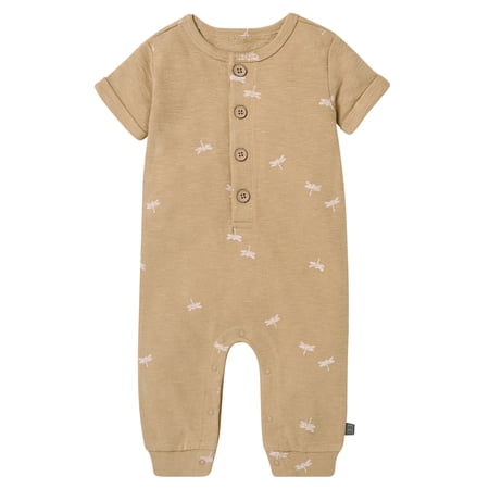 Modern Moments by Gerber Baby Boy Short Sleeve Henley Romper, Sizes 0/3 Months - 24 Months