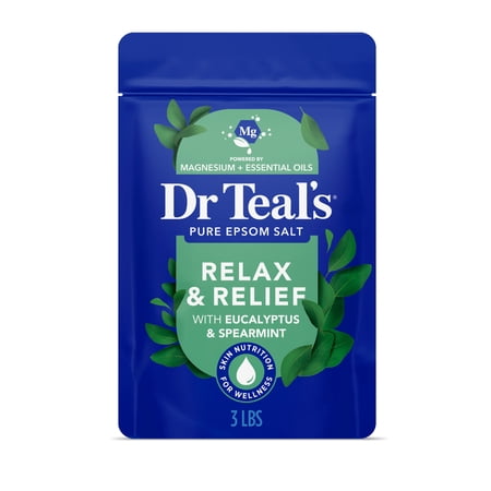 Dr Teal's Epsom Salt Magnesium Soak, Relax & Relief with Eucalyptus & Spearmint, 3 Now $5.87