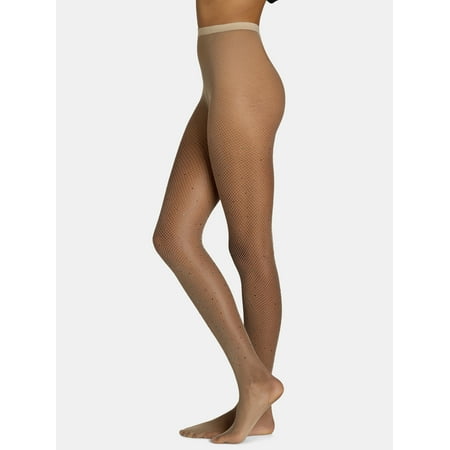 No Boundaries Juniors Rhinestone Fishnet Tights for Women