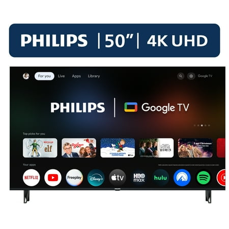 Philips 50" Class 4K Ultra HD Google Smart LED TV Now $198.00 at Walmart