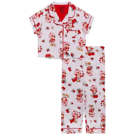 Strawberry Shortcake Girls Button Front Top and Pants Pajama Set, 2-Piece Now $8.00