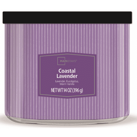 Mainstays Coastal Lavender 3-Wick Candle, 14 oz, Decorative Wrap Now $4.97