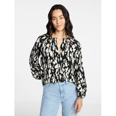 Time and Tru Women's Peasant Blouse with Long Sleeves Now $8.71