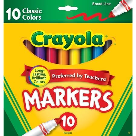 Crayola Broad Line Markers, 10 Ct, Back to School Supplies for Kids, Teacher Supplies Now $0.97