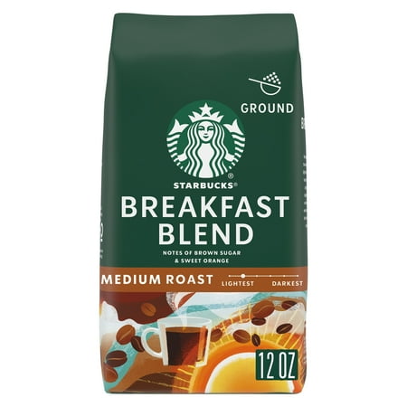 Starbucks Breakfast Blend, Ground Coffee, Medium Roast Hot or Iced Coffee, 12 oz Now $11.87
