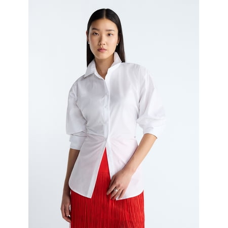 Devil Wears Prada Scoop Collection Women's and Women's Plus Lace Up Cotton Shirt Now $12.00