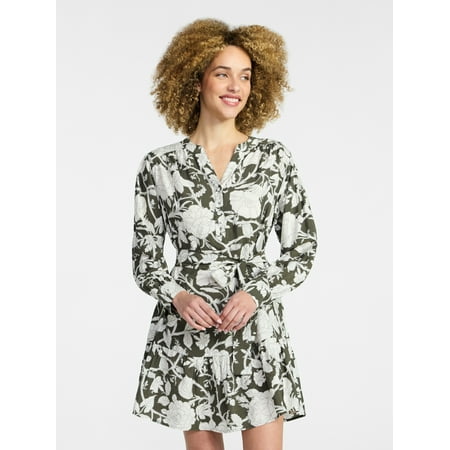 Time and Tru Women's Mini Shirtdress with Long Sleeves Now $9.57
