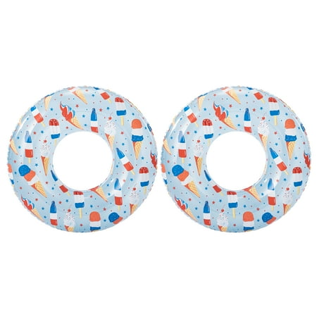 Bluescape Inflatable Sweets Swim Tube Pool Float, 2-Pack, Ice Cream Prints, for Kids Now $4.27