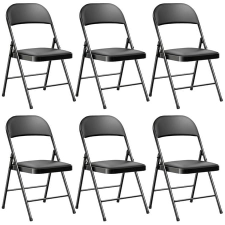SUGIFT Deluxe Padded Seat and Metal Back Folding Chairs, Black, 6 Pack Now $95.99 at Walmart