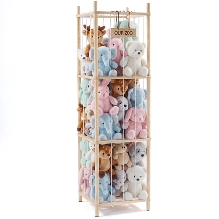 CONCETTA Toy Storage Organizer, Wooden Toy Holder Cage - Holds 40+ Plush Toys Now $26.99