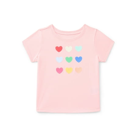 Wonder Nation Baby Girls Crewneck Tee with Short Sleeves, Sizes 0/3M-24M