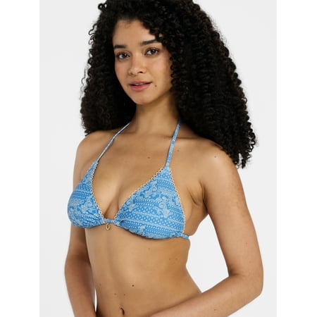 No Boundaries Paisley Triangle Bikini Top, Women's XXS-XXL Now $6.32