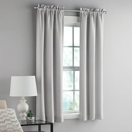 Mainstays Solid Blackout Curtain Panel Pair, Set of 2, Light Gray, 30”W x 63”L Now $8.00