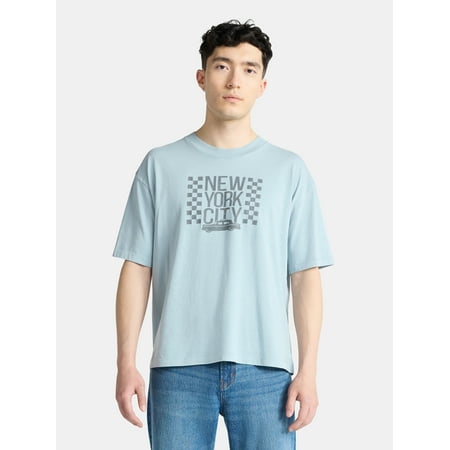 No Boundaries Oversized Boxy Fit Cropped Length New York City Graphic Tee Shirt Now $5.84