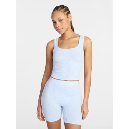 No Boundaries Cotton Stretch Ribbed Cropped Tank Top, Women’s Now $6.74
