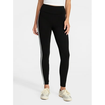 No Boundaries Ankle Leggings with Side Stripes, 27.5'' Inseam, Women's XXS-XXL