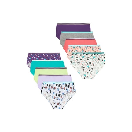 Hanes Girls' Tagless Super Soft Cotton Brief Underwear, 10 Pack Now $6.00