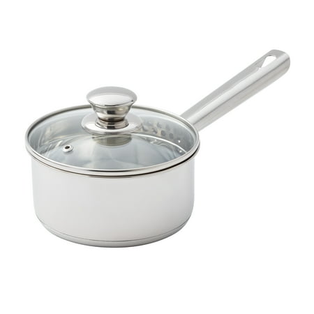 Mainstays 1 qt Oven Safe Stainless Steel Saucepan with Straining Lid Now $9.97
