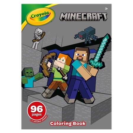 Crayola Minecraft Coloring Book with Stickers, 96 Pgs, Easter Coloring Book, Minecraft