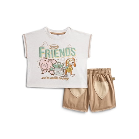 Toy Story Toddler Girls Graphic Tee and Denim Shorts Set, 2-Piece Now $10.00