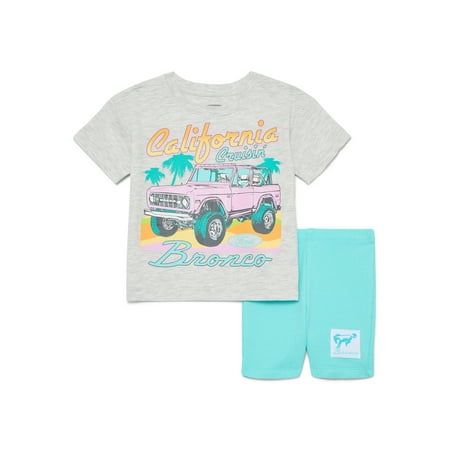 Ford Bronco Toddler Girls Graphic Tee and Bike Shorts Set, 2-Piece Now $7.00