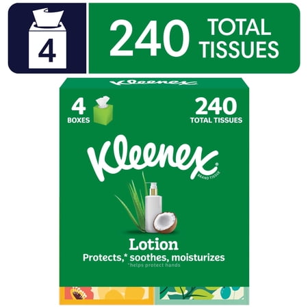 Kleenex Lotion Facial Tissues with Coconut Oil, 4 Cube Boxes, 60 Tissues per Box Now $6.58