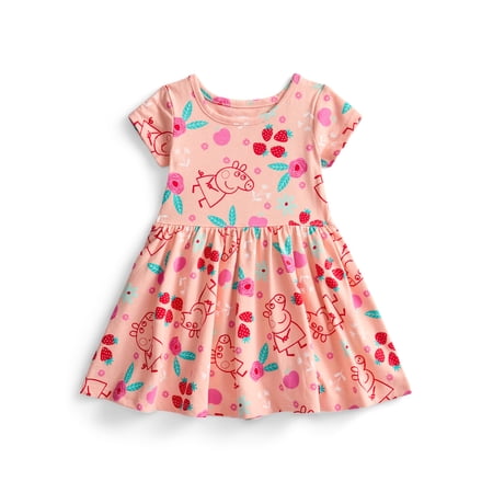 Peppa Pig Toddler Girl Allover Print Dress with Short Sleeves