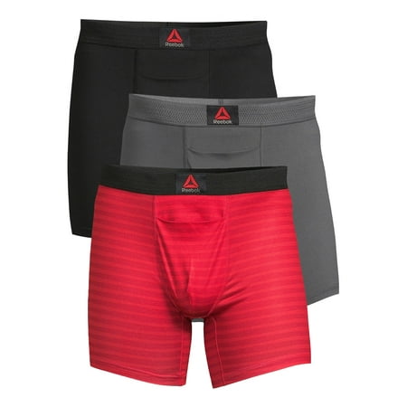 Reebok Men’s Featherweight Performance Boxer Briefs Underwear, 6 Inch, 3-Pack Now $7.19