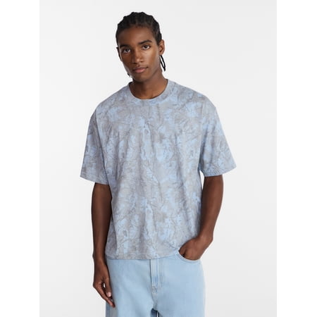 No Boundaries Cotton Oversized Cropped Tee with Short Sleeves, Men's and Big Men's Now $9.98