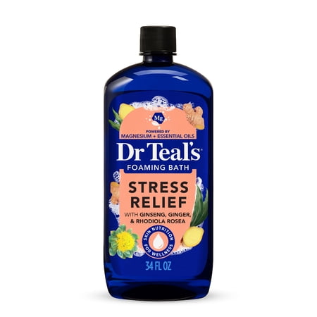 Dr Teal's Stress Relief Foaming Bath with Epsom Salt, Ginseng & Ginger Essential Oils, 34