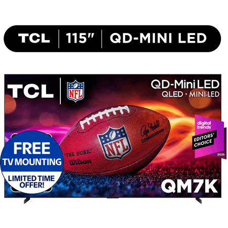 TCL 115" Q Series 4K UHD HDR QD-Mini LED Smart TV with Google TV – Now $9998.00 at Walmart