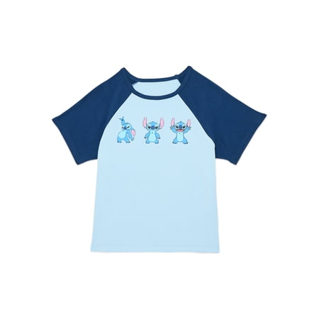 Lilo and Stitch Girls Raglan Graphic Tee with Short Sleeves Now $4.69