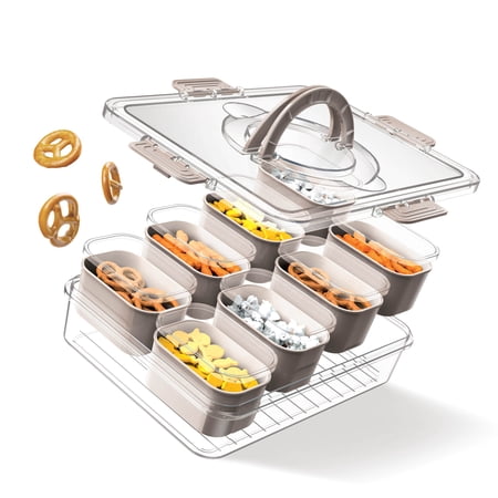 Cook With Color 8-Compartment Snackle Box Food Storage Carrier and Container, Charcuterie