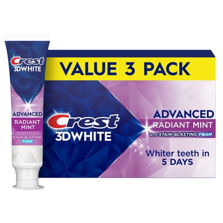 Crest Toothpaste, 3DWhite Advanced Whitening Toothpaste, Radiant Mint, 3.3 oz, 3 Now $12.97