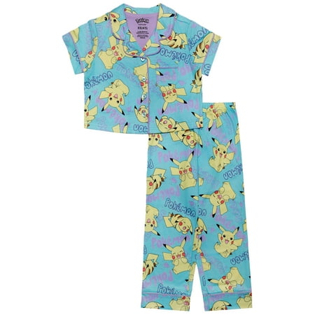 Pokemon Girls Button Front Top and Pants Pajama Set, 2-Piece Now $8.00