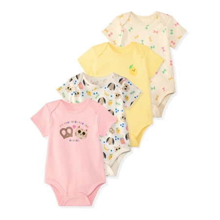 Garanimals Newborn & Baby Girl Cotton Lap-Shoulder Short-Sleeve Bodysuits, 4-Pack Now $9.76